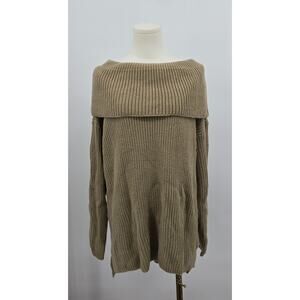 Wishlist Camel Chunky Knit Off-the-Shoulder Sweater